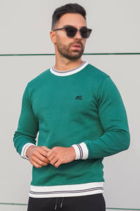 Sudadera Verde de Cuello Redondo de Alta Calidad para Hombre, Casual y Cómoda con Rayas Blancas, Sudadera Deportiva y Urbana - Product Image 5