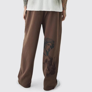 Wholesale Lightweight Casual Cotton Fleece Street Baggy <b>Trouser</b> Custom Striped Men Wide Leg Oversized Elastic Waist Mid - Product Image 1