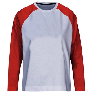 T-shirt à manches longues raglan blanc et rouge pour homme, col rond décontracté, style baseball, maillot de sport, fabricant - Product Image 2