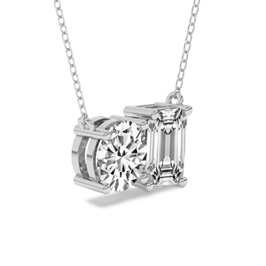 Designer 18k SOLID Jewellery Soulshine Two Stone <b>Emerald</b> And Round Lab Diamond Fashion <b>Pendant</b> Necklace Jewellery For Women - Product Image 2