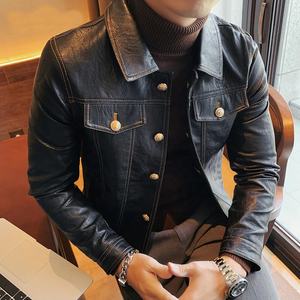 Chaqueta de moto de invierno de cuero para hombre, ropa de abrigo gruesa antibacteriana a prueba de viento con bolsillos, calidad Premium - Product Image 5