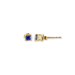 Wholesale 9k Yellow Gold Natural Square Cut <b>Blue</b> <b>Sapphire</b> 4-Prong Stud <b>Earrings</b> Memoria Jewels - Product Image 3