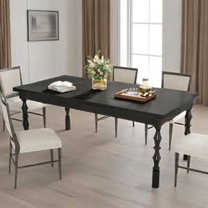 Mesa de Comedor Rectangular de Madera Moderna Estilo Farmhouse 62 para 4-6 Personas, Mesa de Cocina Negra, Mesa Grande para Comedor - Product Image 2