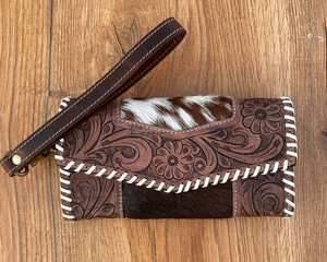 Pochette en fourrure de vachette Offre Spéciale portefeuille en cuir sculpté à la main élégant multi-utilisations portefeuilles en cuir occidental pour femmes - Product Image 2