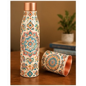 Ensemble de bouteilles d'eau en cuivre vintage avec motif d'éléphant, thermos portable pour les voyages, design oriental - Product Image 6