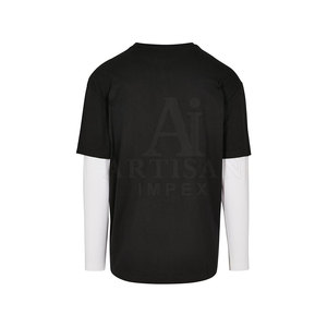 เสื้อยืดผ้าฝ้ายสองชั้นระบายอากาศดี ดีไซน์ทันสมัยสำหรับผู้ชาย ทรงหลวมใส่สบาย เหมาะสำหรับใส่ทุกวัน - Product Image 2