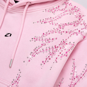 Conjuntos de Sudadera con Capucha y Pantalones Deportivos para Hombre, Color Rosa con Pedrería, Estilo Urbano, Tallas Grandes, OEM ODM, Sudadera con Capucha de Lujo, Conjunto Casual - Product Image 4