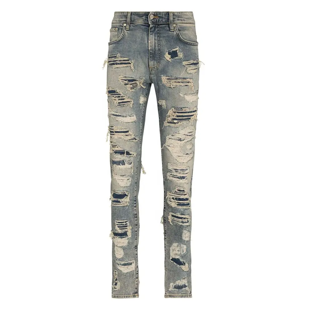 Custom made cargo work wear man pants embroider or printing blue jeans cheap jeans by OEM pro trend sports factory