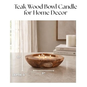 Portavelas de madera de teca hecho a mano con chimenea de vidrio - Venta al por mayor desde India - Product Image 2