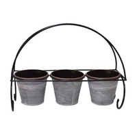 Pot Bunga Besi Modern dengan Penyangga untuk Tanaman Indoor/Outdoor Ringan & Tahan Lama Dekorasi Taman dalam Desain Minimalis