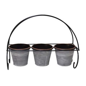 Pot de fleurs moderne en fer avec support pour plantes d'intérieur/extérieur, léger et durable, décoration de jardin au design minimaliste - Product Image 6