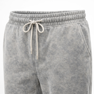 Ensemble de survêtement gris délavé à l'acide, en molleton vintage coton-polyester, deux pièces, style jogger, OEM ODM, unisexe, streetwear - Product Image 4