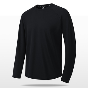 Men's Gray Long Sleeve <b>Raglan</b> <b>T</b>-<b>Shirt</b> 100% Polyester Quick Dry Regular Fit O-Neck Casual Wear - Product Image 5