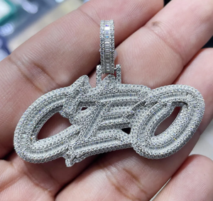 Pendentif lettre CEO Iced Out Hip Hop en Moissanite Baguette pour collier - Product Image 2
