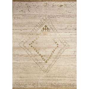 พรมขนสัตว์อัฟกันคุณภาพสูงถักด้วยมือ ขนาด 9x12 ฟุต รูปทรงสี่เหลี่ยมผืนผ้า ลายเรขาคณิต สำหรับตกแต่งบ้าน ห้องนั่งเล่น ทางเดิน ผลิตที่ไจปุร์ อินเดีย - Product Image 1