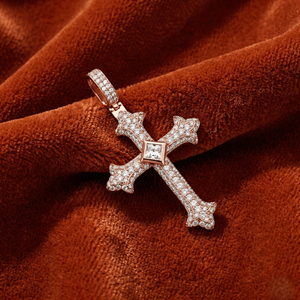 Colgante de Cruz de Moissanita con Incrustaciones, Collar Estilo Hip Hop, Acabado en Oro Rosa, Joyería de Lujo Brillante, Regalo para Hombres y Mujeres - Product Image 2