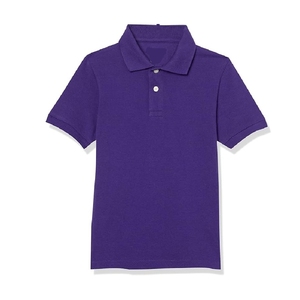 เสื้อโปโลเด็กผู้ชายสีฟ้าอ่อน ผ้าฝ้าย สำหรับชุดนักเรียนประถม แขนสั้น ผ้าถัก - Product Image 2