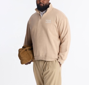 Sudadera de Forro Polar con Cierre de Cremallera para Hombre, Color Sólido, Corte Holgado, Cuello Alto, Estilo Casual para Otoño, 100% Algodón, Impresión de Logotipo Personalizada - Product Image 1