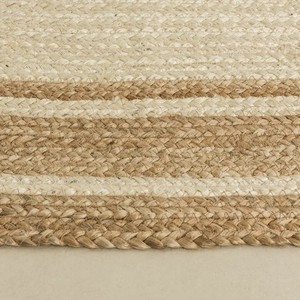 Tapis ovale tressé fait main en jute, rayé rouge et beige, style oriental, avec envers antidérapant en jute, écologique et réversible pour salon - Product Image 4