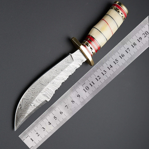 Couteau Bowie de chasse de 13 pouces, style attrayant, fait main, en acier Damas de qualité supérieure, fabriqué au Pakistan, non échangeable - Product Image 6