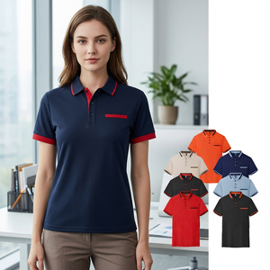 Camiseta de golf de algodón sólido al por mayor para hombre, manga corta, negra, con logo en contraste, ajuste slim, anti-bolitas - Product Image 5