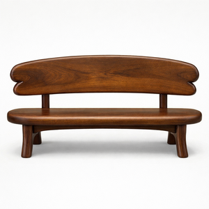 Banco de Patio de Madera de Estilo Moderno de Mediados de Siglo Luxali, Diseño Escultural, Muebles de Exterior, 3 Plazas, Forma Orgánica Duradera, Hecho a Mano, Sólido - Product Image 1