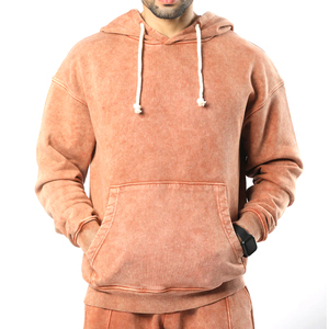 Conjunto Deportivo para Hombre, Sudadera con Capucha y Pantalones Jogger, Lavado Ácido, Color Sólido, Felpa de Algodón, Estilo Casual Urbano, Manga Larga, Corte Regular, Ropa de Otoño - Product Image 6
