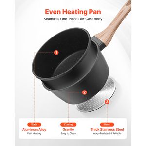 Cacerola Antiadherente de Metal de 1.5QT con Tapa de Vidrio Templado y Mango Desmontable para Facilitar la Cocina - Product Image 3