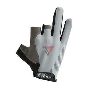 Guantes de medio dedo para ciclismo, material de poliéster usado, tela elástica, cuero sintético, estampado de silicona, cierre de correa de muñeca - Product Image 1