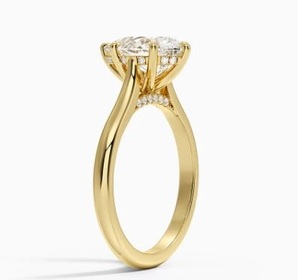 Bague de Fiançailles Solitaire Luxe Plaqué Or 18K 14K Coupe Poire Sertie Six Griffes, Bague de Mariage et de Promesse, Cadeau pour Femme - Product Image 4