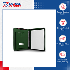Nexgen Exports Superior Quality Luxurious Style PU Leather Zipper Padfolio Ring <b>Binder</b> <b>Folder</b> Model Ring <b>Binder</b>-24 Accept - Product Image 2