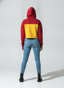 Sweat-shirt décontracté en coton pour femme Stylro, color block rouge et jaune, avec imprimé lettres sur le devant, idéal pour l'automne - Product Image 3