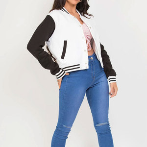 Chaqueta Varsity para Mujer, Cuello Alto, Mangas Largas, Chaqueta Varsity Corta de Béisbol en Venta en Línea - Product Image 3