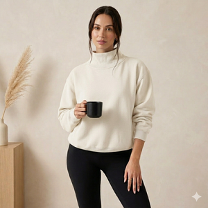 <b>Womens</b> Oversized Mockneck Heritage <b>Sweatshirt</b> Relaxed Profile Long Sleeve Casual Lifestyle Pullover - Product Image 3
