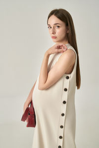 Vestido Casual de Oficina para Mujer, Holgado, Liso, de Rayón y Spandex, con Botones Laterales, Sin Mangas, Antiarrugas, para Verano - Product Image 4