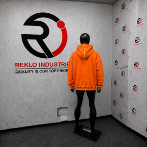 Sudadera con capucha gótica naranja con cremallera, costuras en contraste amarillas, estilo urbano oversize, logo bordado, unisex, personalizada, moda punk, casual - Product Image 3
