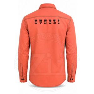 Chemise de travail orange à manches longues, coupe classique, vêtements de sécurité pour atelier, protection anti-chaleur, 100% coton, pour hommes, résistante aux flammes - Product Image 4