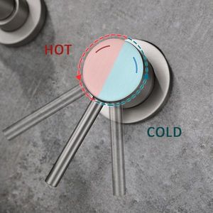 Rubinetto da Parete per Bagno e Doccia in Nichel Spazzolato con Maniglia Singola, Valvola in Ottone a 2 Fori per Lavabo o Vasca - Product Image 3