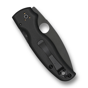 Navajas Plegables Ergonómicas Negras con Hoja Dentada Plateada, Orificio Redondo para el Pulgar y Clip Metálico para Camping - Product Image 4