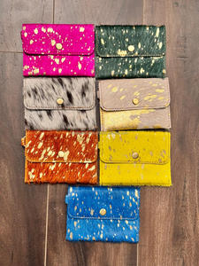 Cheveux sur la peau de vache métallique porte-clés portefeuille Western en cuir véritable carte de crédit pochette en espèces pour les femmes pleine fourrure couleur peau portefeuille - Product Image 3