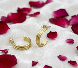 Handcrafted Gold Plated Three-Wire Polished Brass Hook Stud <b>Earrings</b> Surgical Steel <b>Posts</b> Women's Catholicism Elegant Everyday - Product Image 5