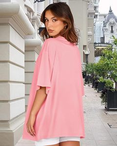 เสื้อยืดผ้าฝ้ายเจอร์ซีย์คอกลมแขนสั้นสีชมพูสำหรับผู้หญิงพิมพ์ลายแม่ลำลองสำหรับฤดูใบไม้ผลิและฤดูร้อน - Product Image 6