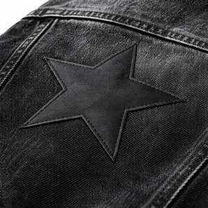 Chaqueta de Mezclilla Lavada para Hombre con Apliques de Estrellas, Cuello Camisero, Estilo Casual Urbano, Ropa de Abrigo para Otoño - Product Image 4