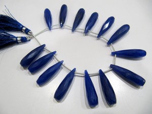 Collier de perles facettées en saphir bleu, forme goutte d'eau, 8 pouces de long - Product Image 3
