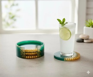 Handmade resin coasters with pastel layered swirl epoxy <b>mats</b> perfect for modern home dining table coffee <b>bar</b> and gifting - Product Image 3