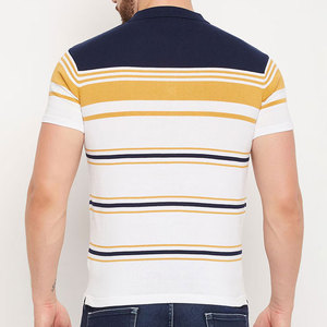 Camiseta Polo a Rayas para Hombre, Manga Corta, Algodón Tejido, Casual, Transpirable, Corte Regular - Product Image 3