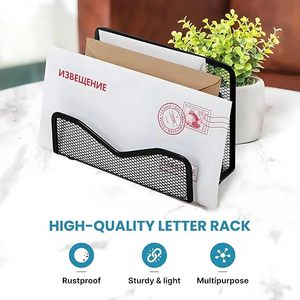 Ensemble d'organisateurs de bureau minimalistes en métal avec paniers en maille et porte-stylos pour le rangement de bureau - Product Image 4