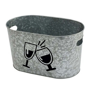 Sac isotherme ovale pour bière et vin avec poignées Seau à glace en acier galvanisé Caractéristiques Logo pour champagne et boissons Matériau métallique - Product Image 2