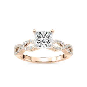 Anillo de compromiso con diamante de talla princesa de un quilate y piedras laterales, elegante y clásico, joyería para mujer, artesanía fina y atemporal. - Product Image 1