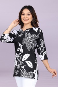 Kurti de algodón con estampado floral rosa para mujer, ropa informal holgada de longitud regular, ropa india y pakistaní - Product Image 6
